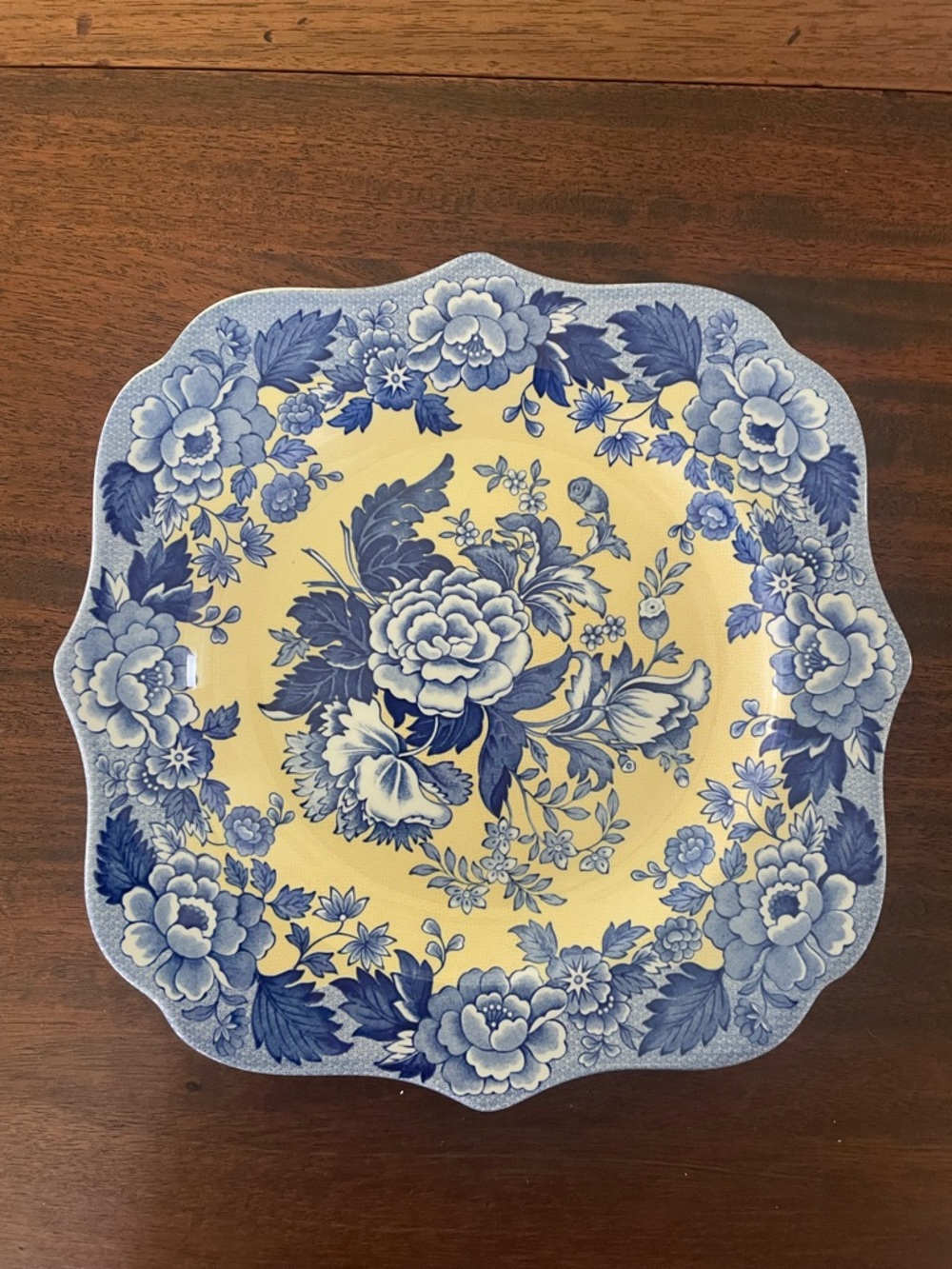 Set of 2 Spode Blue Room Garden Collection British Flowers Poppy Square Plates - Picture 3 of 6
